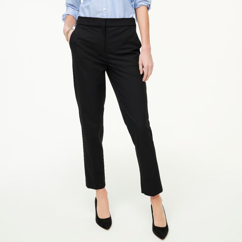 J.Crew Elastic Back Straight Pants Black Pull on Pants Trouser Size 2